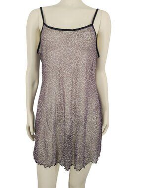 Women's Vintage Xhilaration Sheer Leopard Stretch Cami Dress Gown Size Large Gra